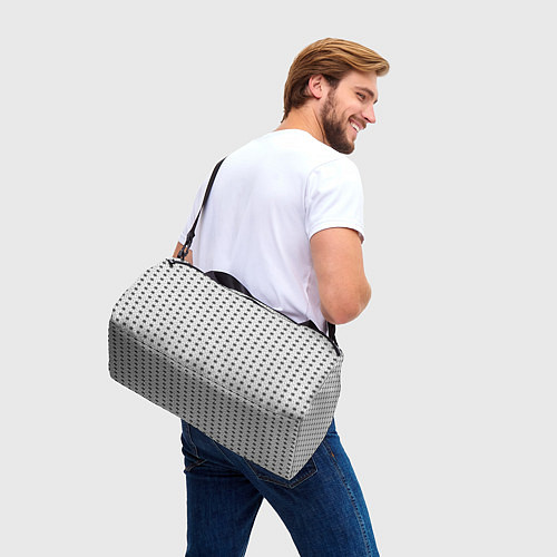 Спортивная сумка Чёрно-белый орнамент в стиле норвежского узора / 3D-принт – фото 3