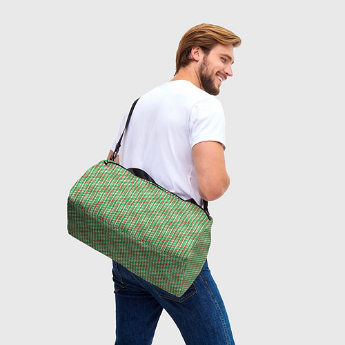 Спортивная сумка Красно-зелёный текстурированный квадраты-рябь / 3D-принт – фото 3