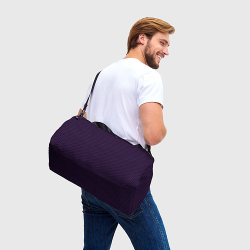 Спортивная сумка Чёрно-фиолетовый ломаные полосы / 3D-принт – фото 3
