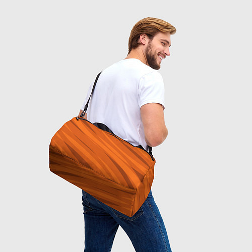 Спортивная сумка Тёмный оранжевый полосами / 3D-принт – фото 3