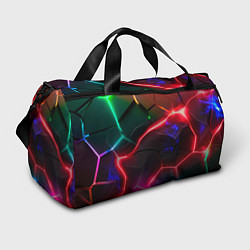 Сумки спортивные Яркие неоновые радужные разбитые плиты, цвет: 3D-принт