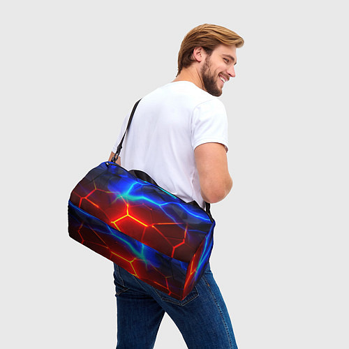 Спортивная сумка Красные плиты с ярким светом / 3D-принт – фото 3