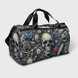 Сумки спортивные Стимпанк композиция с черепом - нейросеть, цвет: 3D-принт