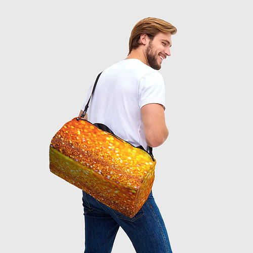 Спортивная сумка Оранжевые и желтые блестяшки боке / 3D-принт – фото 3