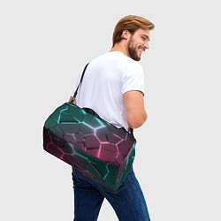 Сумки спортивные Голубые и малиновые неоновые плиты в разломе, цвет: 3D-принт — фото 2