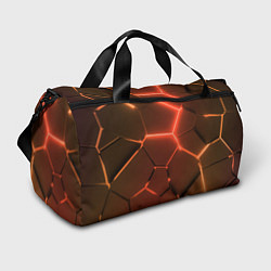Сумки спортивные Оранжевые неоновые плиты в разломе, цвет: 3D-принт