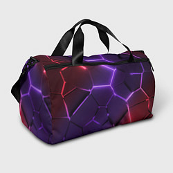 Сумки спортивные Красно-фиолетовые неоновые плиты в разломе, цвет: 3D-принт