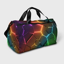 Сумки спортивные Радужные неоновые плиты в разломе, цвет: 3D-принт