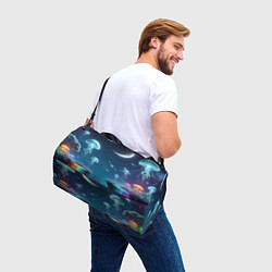 Сумки спортивные Неоновые медузы и грибы - нейроарт фантазия, цвет: 3D-принт — фото 2