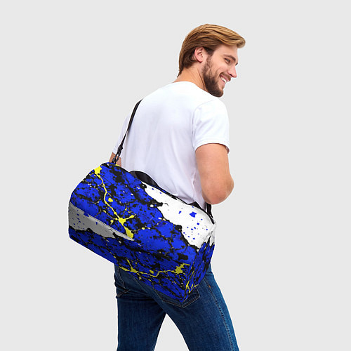 Спортивная сумка Сине-жёлтая абстракция на белом фоне / 3D-принт – фото 3
