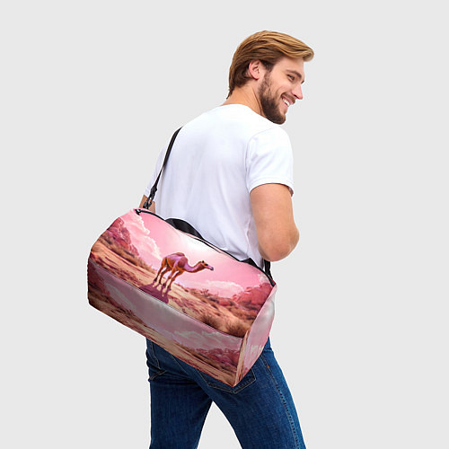 Спортивная сумка Верблюд в розовой пустыне / 3D-принт – фото 3