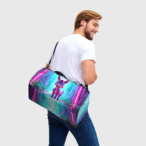 Спортивная сумка Ослик в неоновых искрах / 3D-принт – фото 3