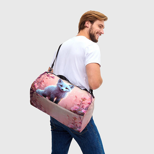 Спортивная сумка Песец в розовом лесу / 3D-принт – фото 3