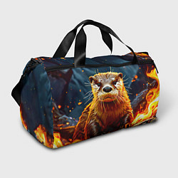 Сумки спортивные Выдра в огне, цвет: 3D-принт