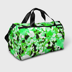 Спортивная сумка Green and white abstraction on a black background