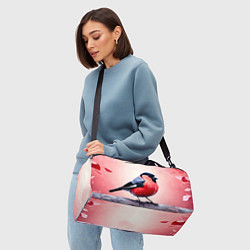 Сумки спортивные Снегирь на розовом, цвет: 3D-принт — фото 2