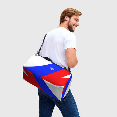 Спортивная сумка Герб Российского государства на фоне цветов флага / 3D-принт – фото 3