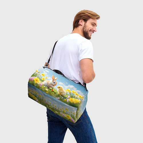 Спортивная сумка Кролик и цыпленок встречают Пасху / 3D-принт – фото 3