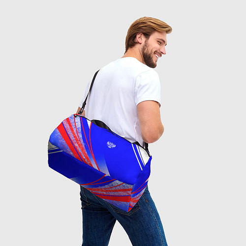 Спортивная сумка Герб России на фоне цветов флага государства / 3D-принт – фото 3