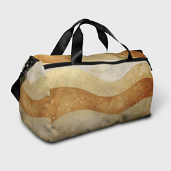Сумки спортивные Бежево-золотые полосы с блестками, цвет: 3D-принт