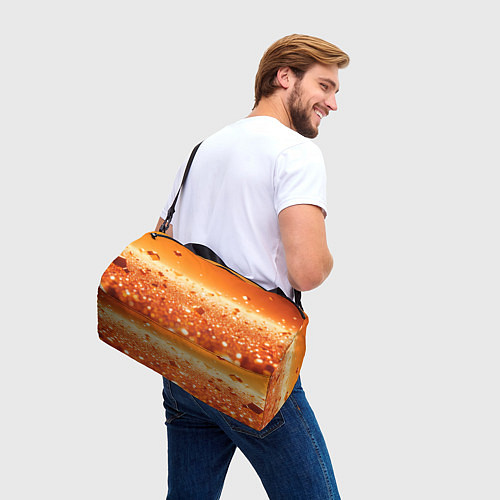 Спортивная сумка Оранжевые блестящие частицы текстура / 3D-принт – фото 3