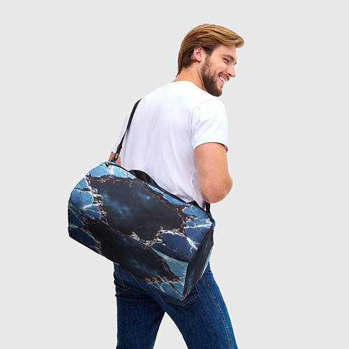 Спортивная сумка Объемная дыра в стене текстура / 3D-принт – фото 3