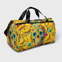 Сумки спортивные Красочный летний паттерн с черепом - нейроарт, цвет: 3D-принт