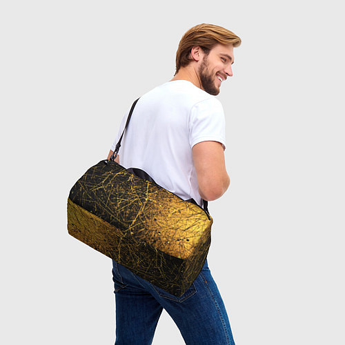 Спортивная сумка Золотые царапины текстура / 3D-принт – фото 3