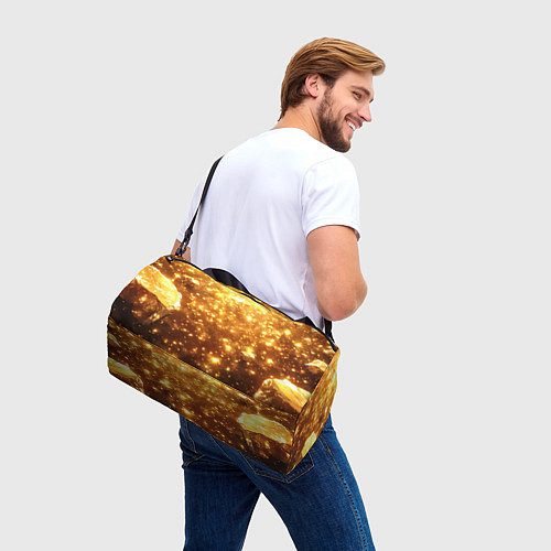 Спортивная сумка Золотые блестки потертая текстура / 3D-принт – фото 3