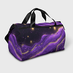 Сумки спортивные Фиолетовая текстура с золотыми звездочками, цвет: 3D-принт