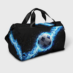Сумки спортивные Футбольный мяч в синем пламени, цвет: 3D-принт