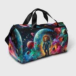 Сумки спортивные Лев бравый космонавт - неоновый космос, цвет: 3D-принт