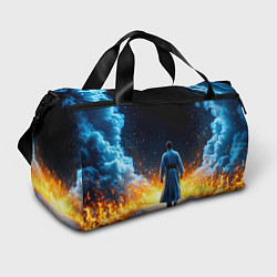 Сумки спортивные Айкидоист в огне и синий дым, цвет: 3D-принт