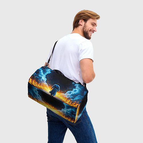 Спортивная сумка Айкидоист в огне и синий дым / 3D-принт – фото 3