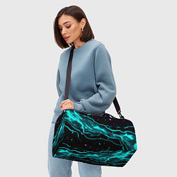 Сумки спортивные Голубые неоновые волны текстура, цвет: 3D-принт — фото 2