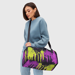 Сумки спортивные Желтая и фиолетовая краска на черном, цвет: 3D-принт — фото 2