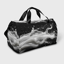 Сумки спортивные Белая текстура на черном фоне, цвет: 3D-принт