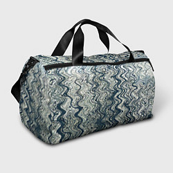 Сумки спортивные Бело-синий искажённые абстрактные линии, цвет: 3D-принт