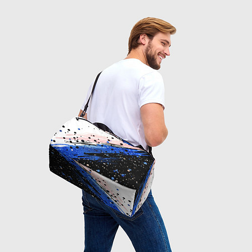 Спортивная сумка Черно-синяя краска на белом / 3D-принт – фото 3