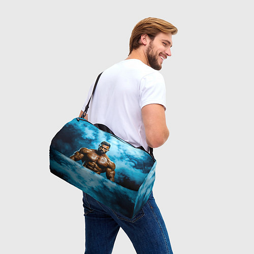 Спортивная сумка Бодибилдер в синем дыму / 3D-принт – фото 3