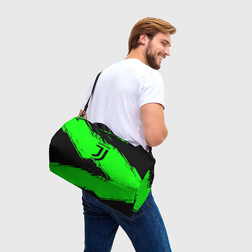 Спортивная сумка Juventus черные краски / 3D-принт – фото 3