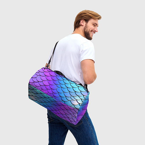 Спортивная сумка Градиент на чешуе / 3D-принт – фото 3