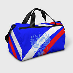 Сумки спортивные Герб России на фоне триколора синий, цвет: 3D-принт