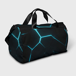 Сумки спортивные Синие плиты с неоном, цвет: 3D-принт