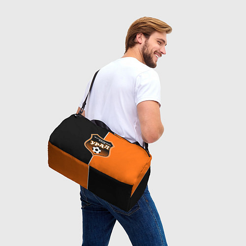 Спортивная сумка ФК Урал - оранжево черные / 3D-принт – фото 3