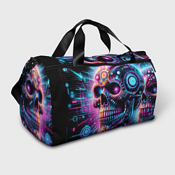 Сумки спортивные Neon cyber skull, цвет: 3D-принт