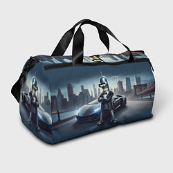 Сумки спортивные Крутой Бендер рядом с Ламборджини, цвет: 3D-принт