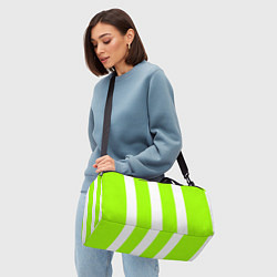 Сумки спортивные Color light green white stripes, цвет: 3D-принт — фото 2