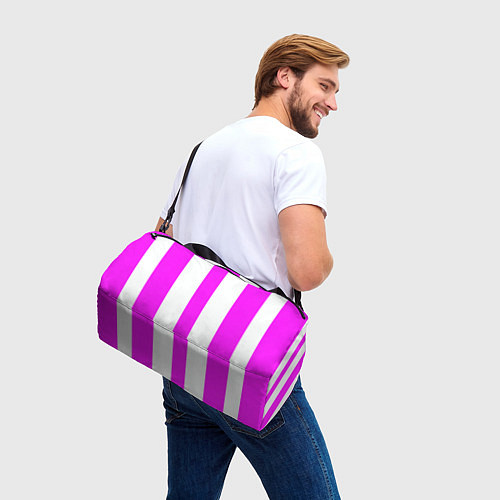 Спортивная сумка Color white pink lines / 3D-принт – фото 3