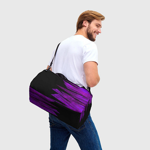 Спортивная сумка Color purple black stripes / 3D-принт – фото 3